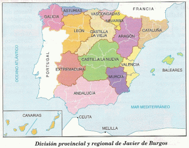 Geo, Humana, Divisin Terrotorial de Javier de Burgos, Siglo XIX, 1833
